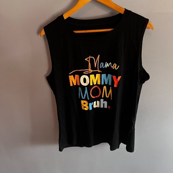 mama mommy mom bruh Black Tank Top Size 2XL - Picture 2 of 5
